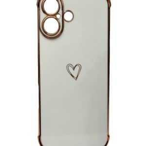 Maska Elegant heart za iPhone 16 bela
